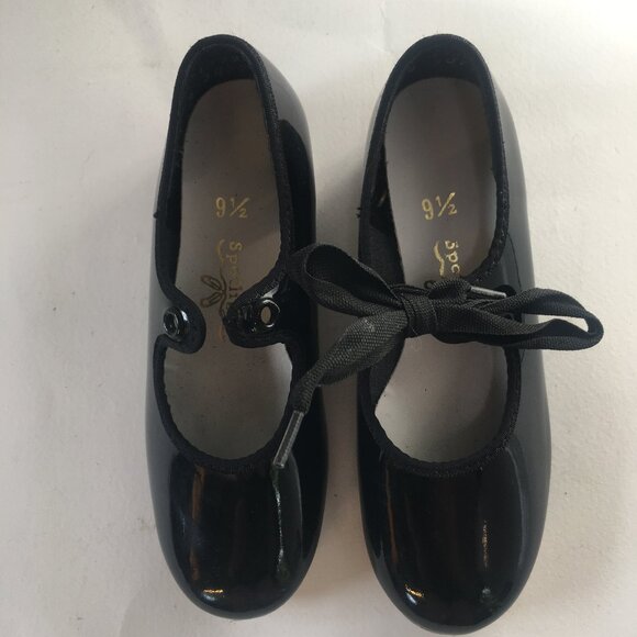 Girl's Tap Dance Shoes Size 9 1/2 Toddler Black Mary-Jane Bow ABT Spotlights - Picture 1 of 12